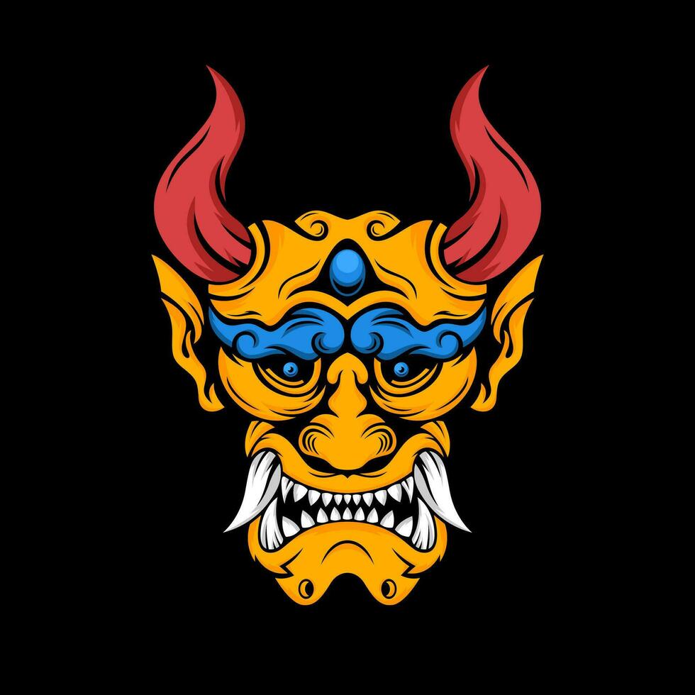 devil art design japanese culture vector