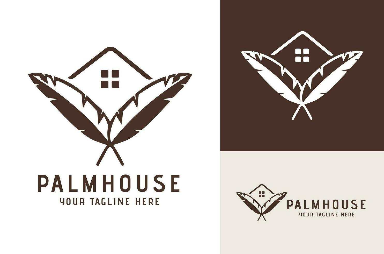 dos palma hojas real inmuebles vector diseño logo diseño palma árbol casa logo vector ilustración