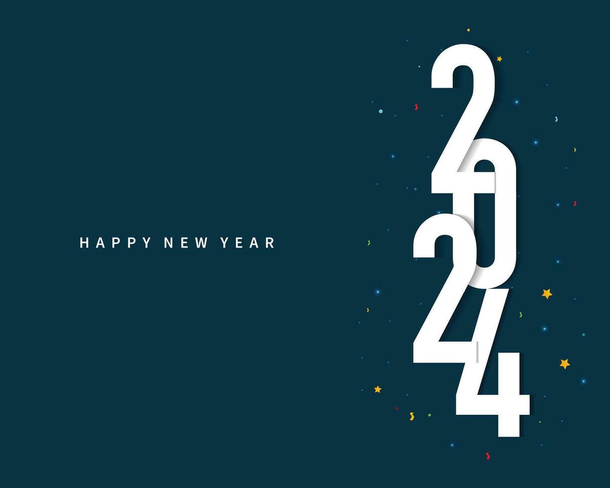 Happy New Year 2024 Blue Background vector