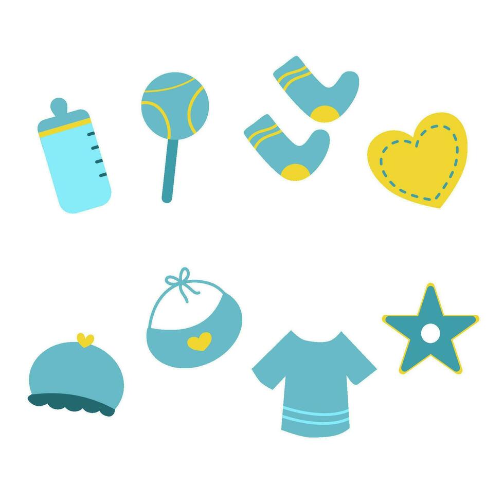 illustration of baby products. hand drawn baby supplies vector