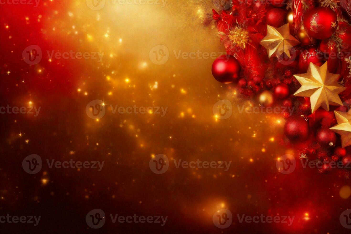 beautiful red background with gold christmas elements with space for text photo