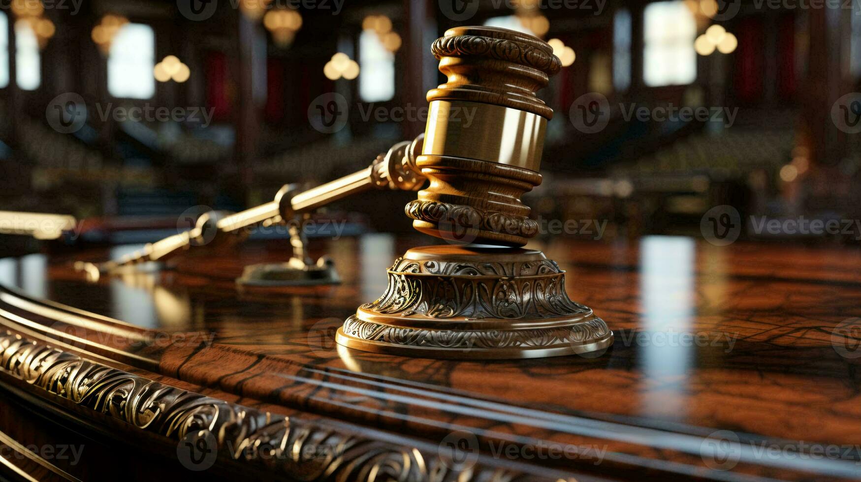 AI-Generated Judge gavel on the table. The concept of justice and corruption photo