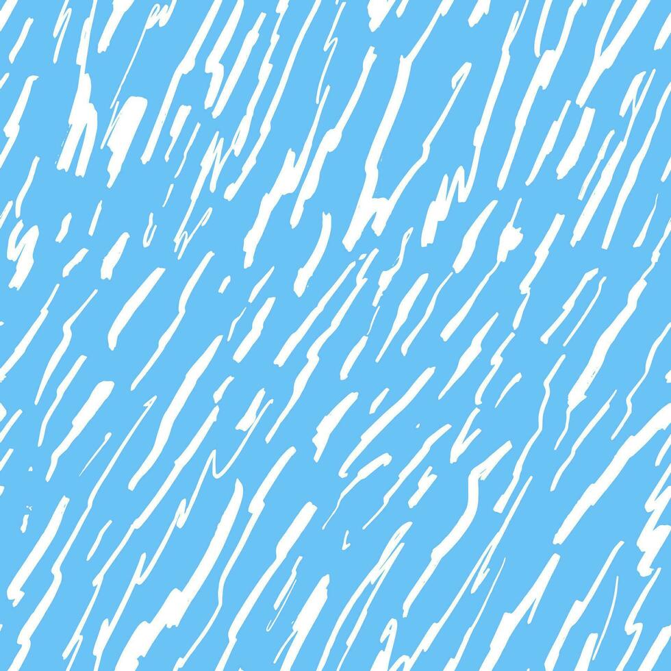 Seamless pattern with hand drawn scribbles. Blue and white diagonal curved stripes. Simple water ripples texture. Waves painted with brush vector