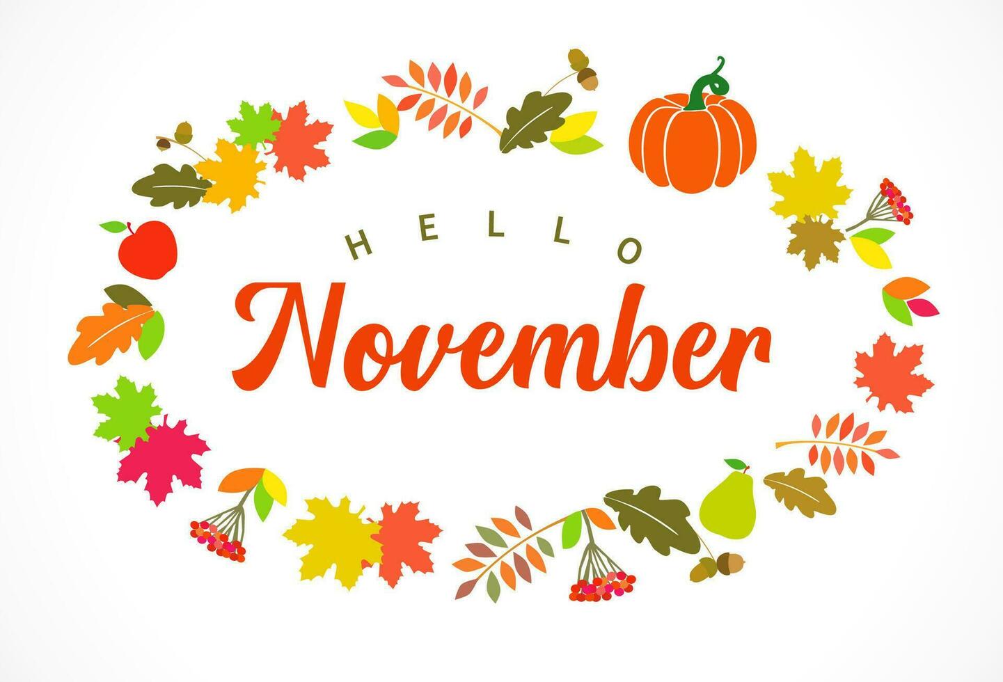 Hola noviembre saludos. creativo guirnalda vector