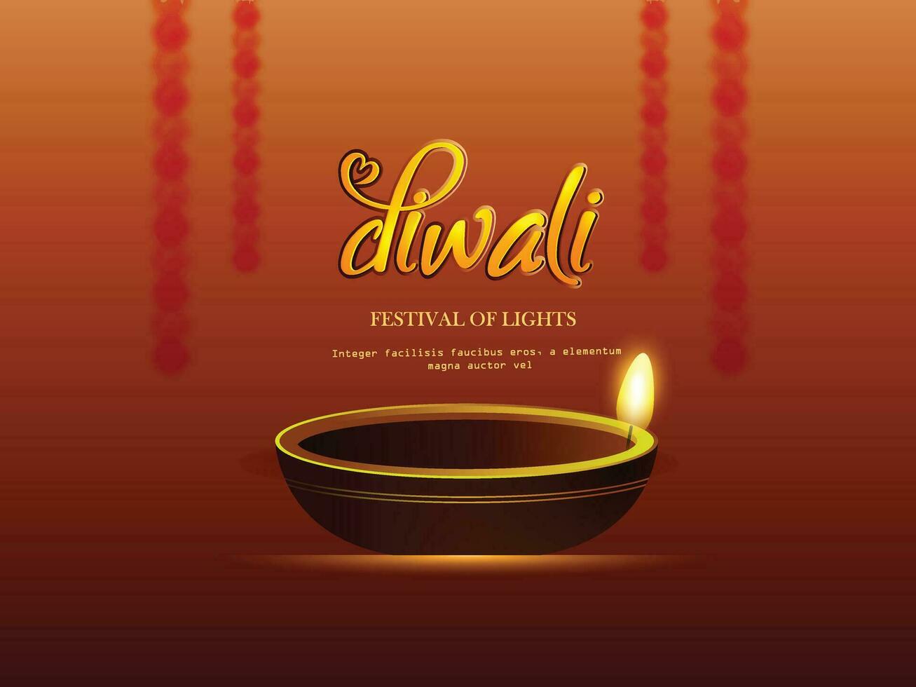 Indian festival Happy Diwali with Diwali props, holiday Background, Diwali celebration greeting card, vector illustration design.