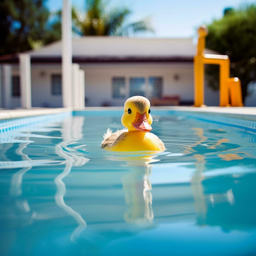 cute duck and swimming pool photo