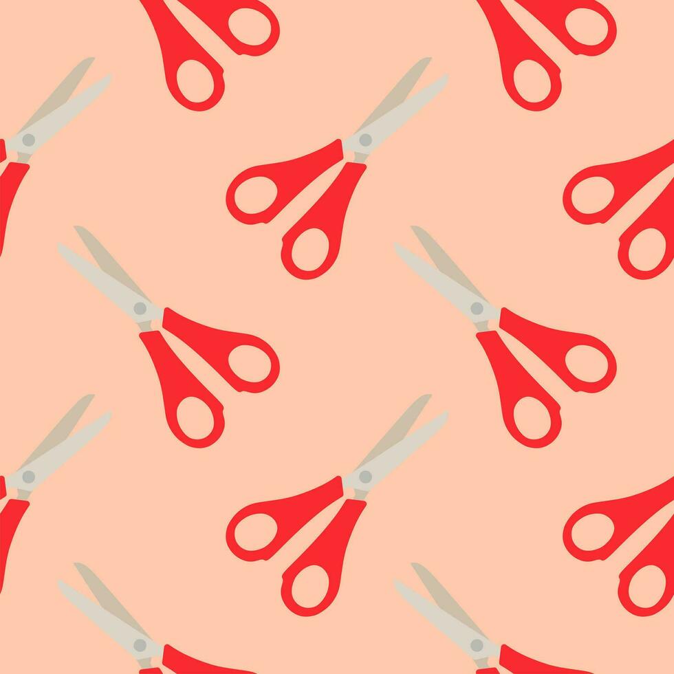 Scissors seamless pattern vector illustration. Barber shop or tailor theme in vintage colors. Seamless pattern with hairdressing scissors. Sewing background and cloth design.