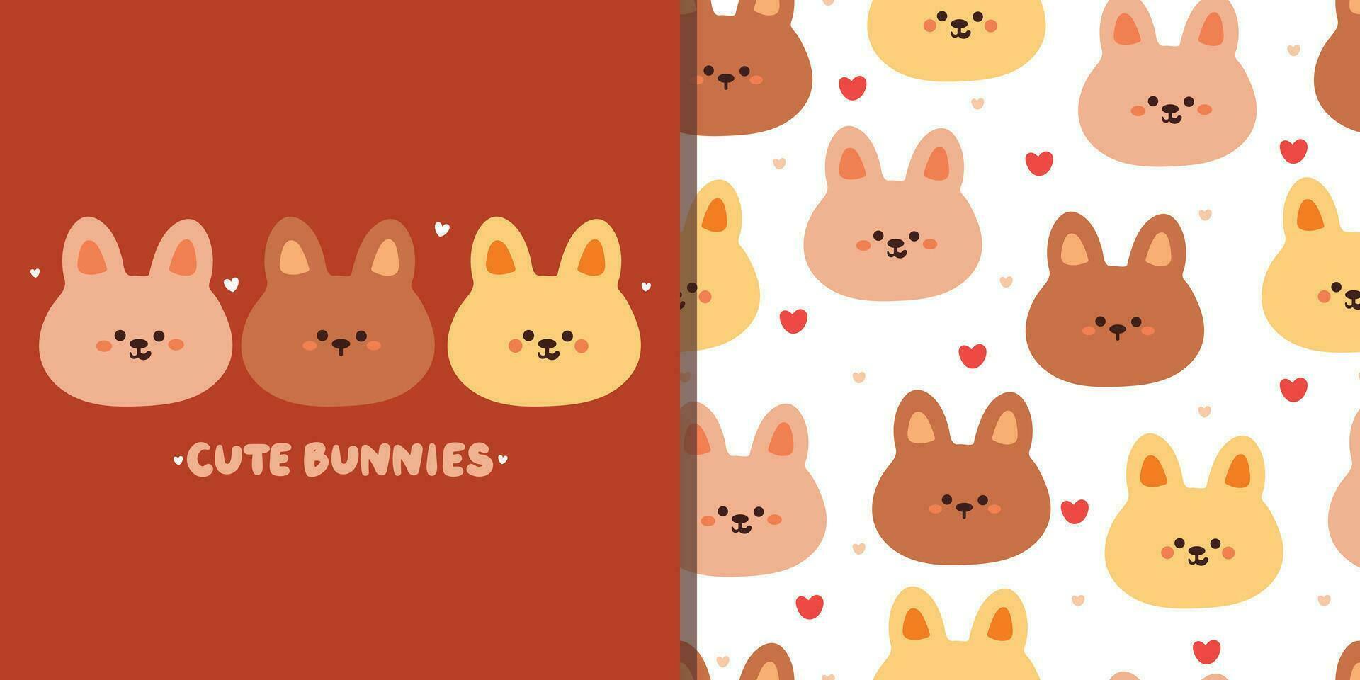 linda conjunto de animal fondo de pantalla y tarjeta. linda sin costura modelo dibujos animados conejito. animal fondo de pantalla para niños, textil, tela imprimir, regalo envolver papel vector