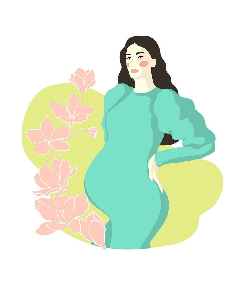 Pregnant Woman Flat Vector Illustration