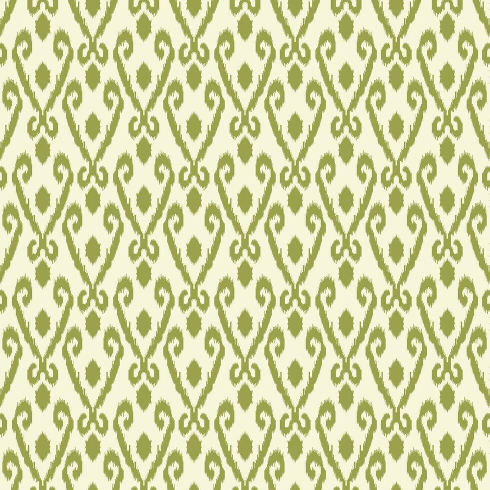 A vibrant green and white ikat pattern vector