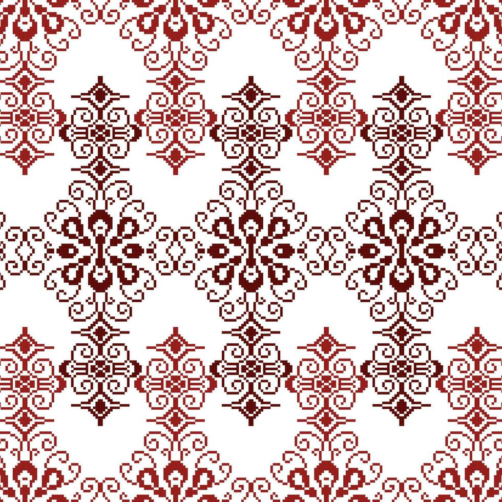 A vibrant red and white ornamental pattern, seamless border vector