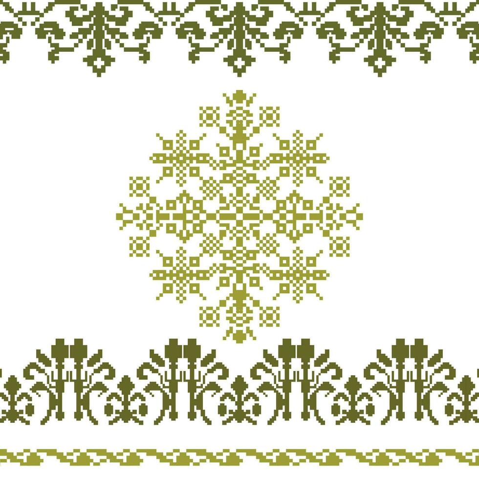 A beautiful cross stitch snowflake pattern vector