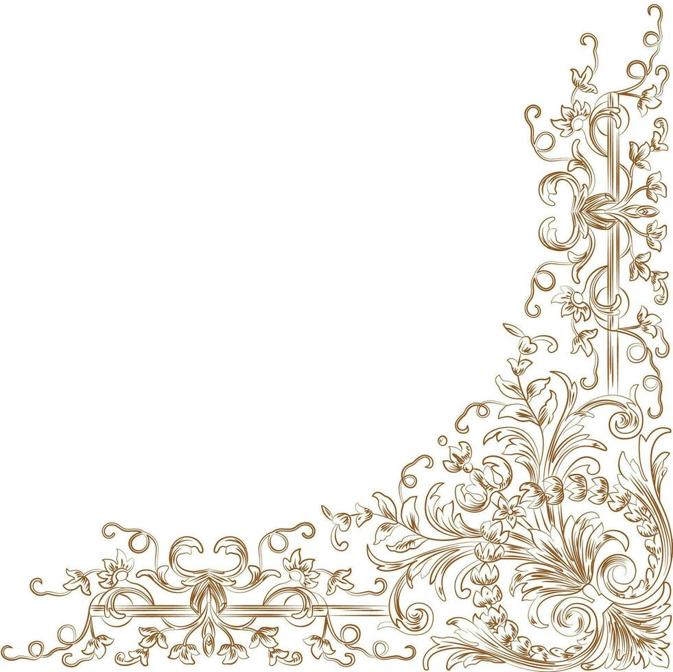 A detailed gold frame with an intricate floral design vector