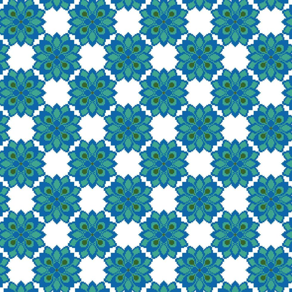 A beautiful blue and white floral pattern in intricate detail vector