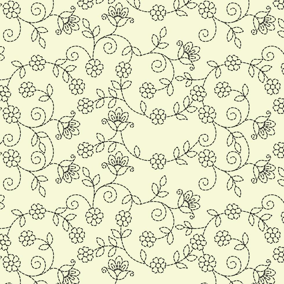 A monochromatic pattern of vines and leaves vector