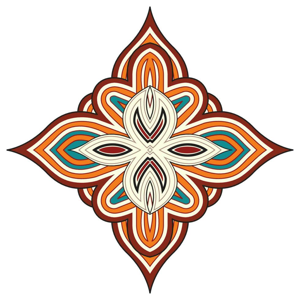 A vibrant orange and blue mandala flower against a clean white background vector