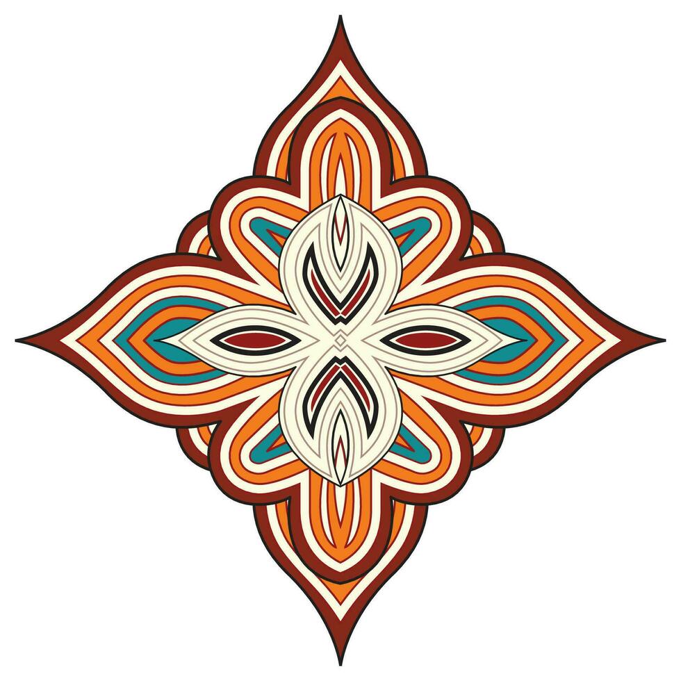 A vibrant orange and blue mandala flower against a clean white background vector
