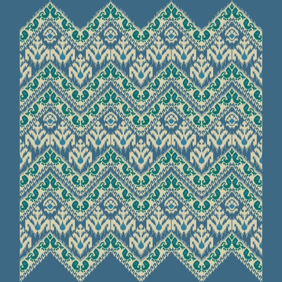 A blue and white modern ikat pattern on a blue background vector