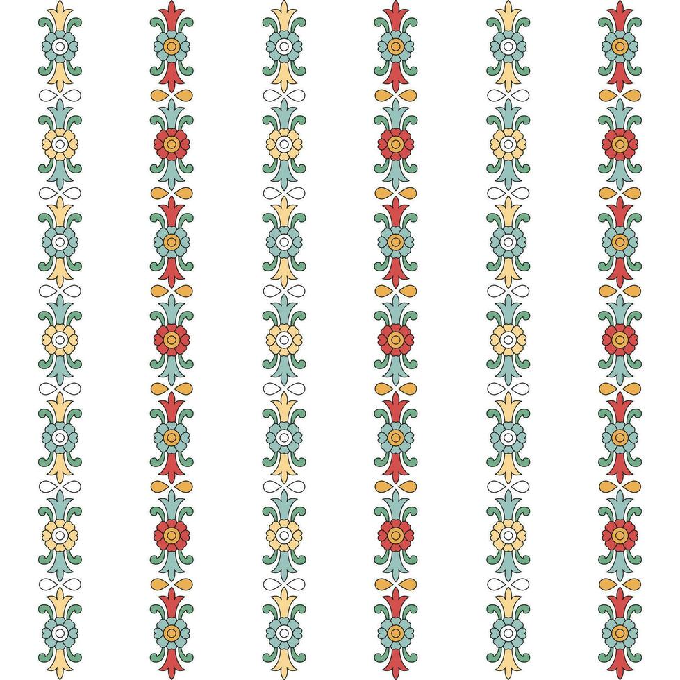 Vibrant striped pattern borders with a beautiful flower design vector