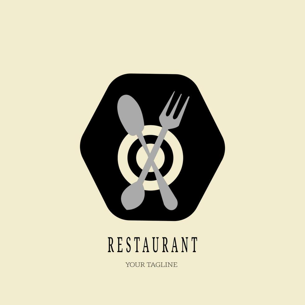 Restaurant logo with spoon and fork icon, modern concept vector