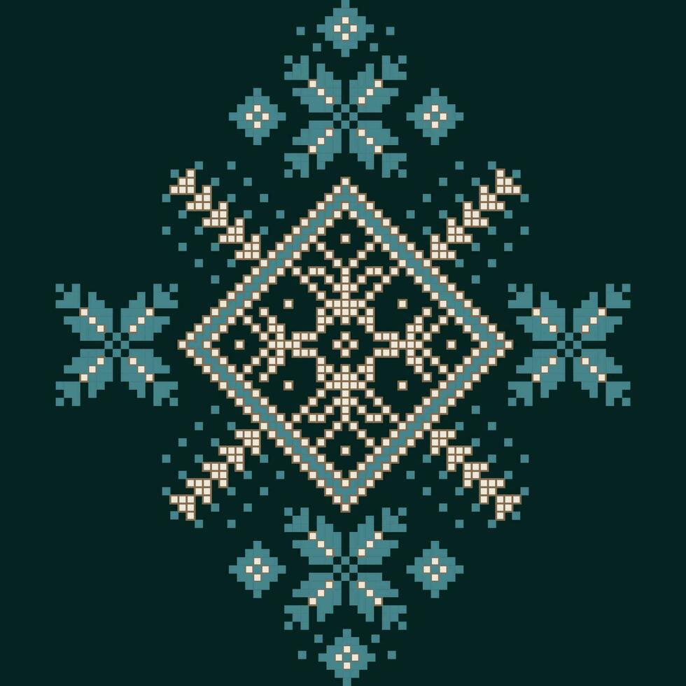 A cross stitch pattern with a diamond in the middle vector