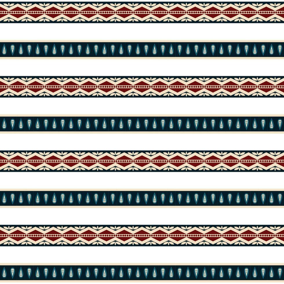 A set of red, white and blue striped seamless borders vector