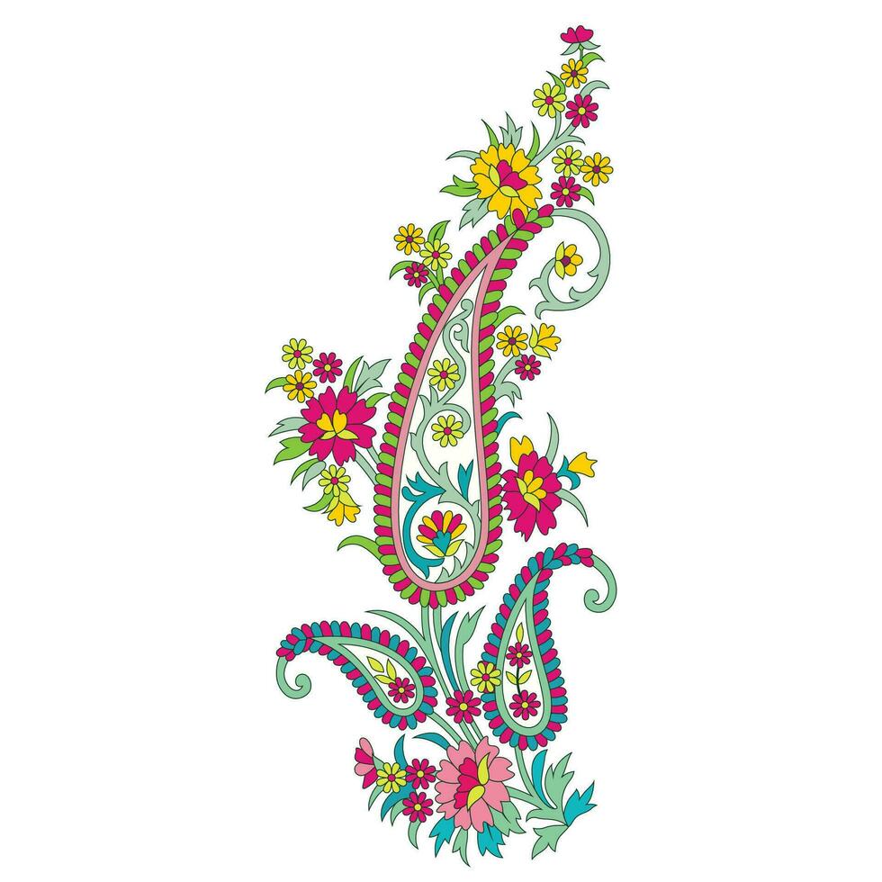 A colorful floral paisley design on a white background vector