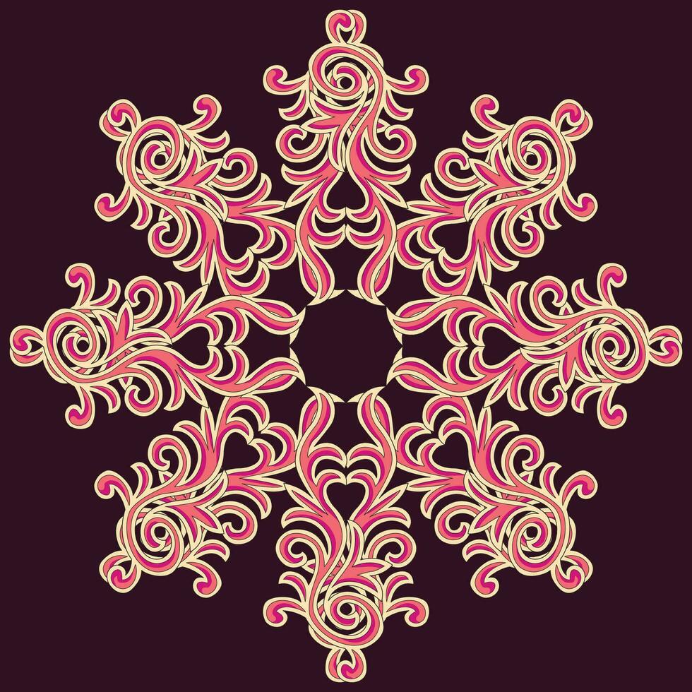 A vibrant pink snowflake on a contrasting purple background vector