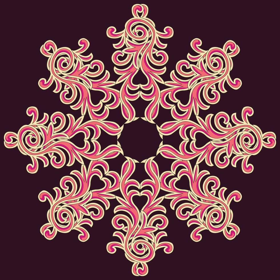 A vibrant pink snowflake on a contrasting purple background vector