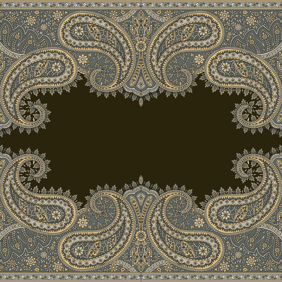 A brown and beige paisley pattern with a black background vector