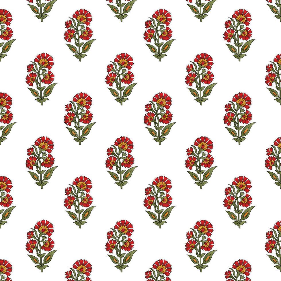 A pattern of red flowers on a white background vector