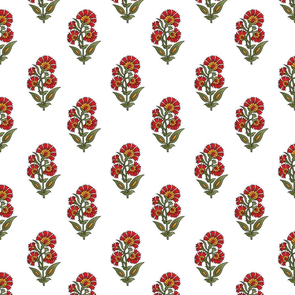A pattern of red flowers on a white background vector