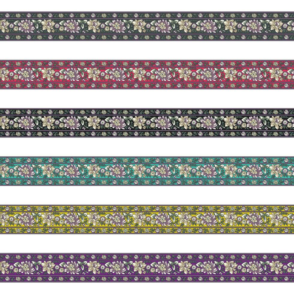 A set of four different colored floral borders vector