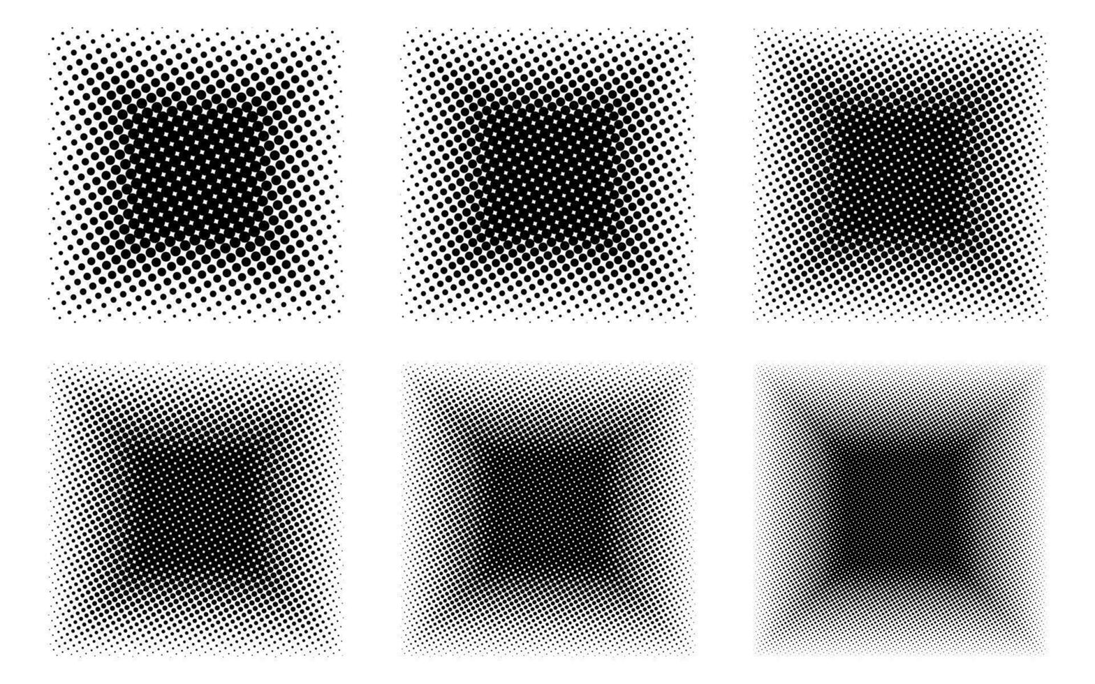 Collection square gradient halftone dotted background. Dots texture element template. Texture overlay grunge distress linear. Black and white duotone faded effect layout. Vector illustration