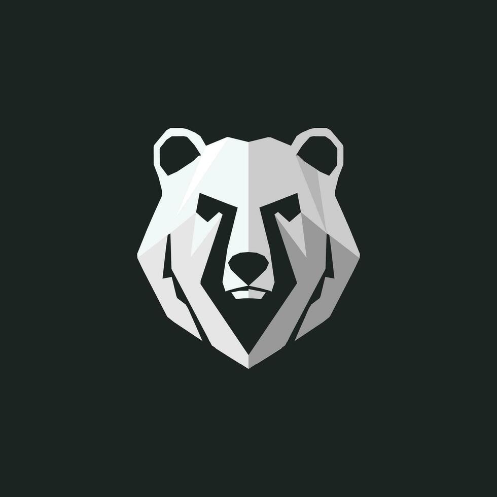 Polar bear head. angry bear head, and animals life theme background. Abstract geometric polygonal isolated vector black and white