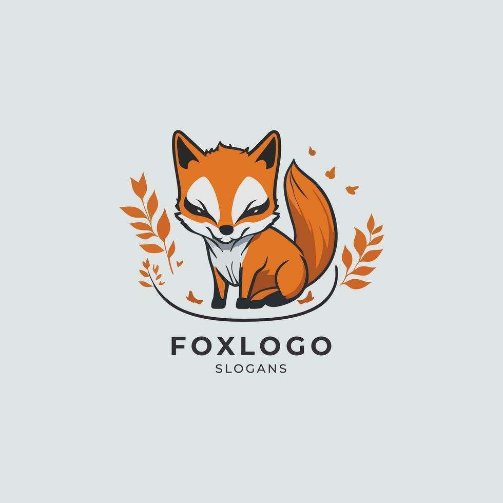 Cute beautiful cartoon fox logo vector isolated white background