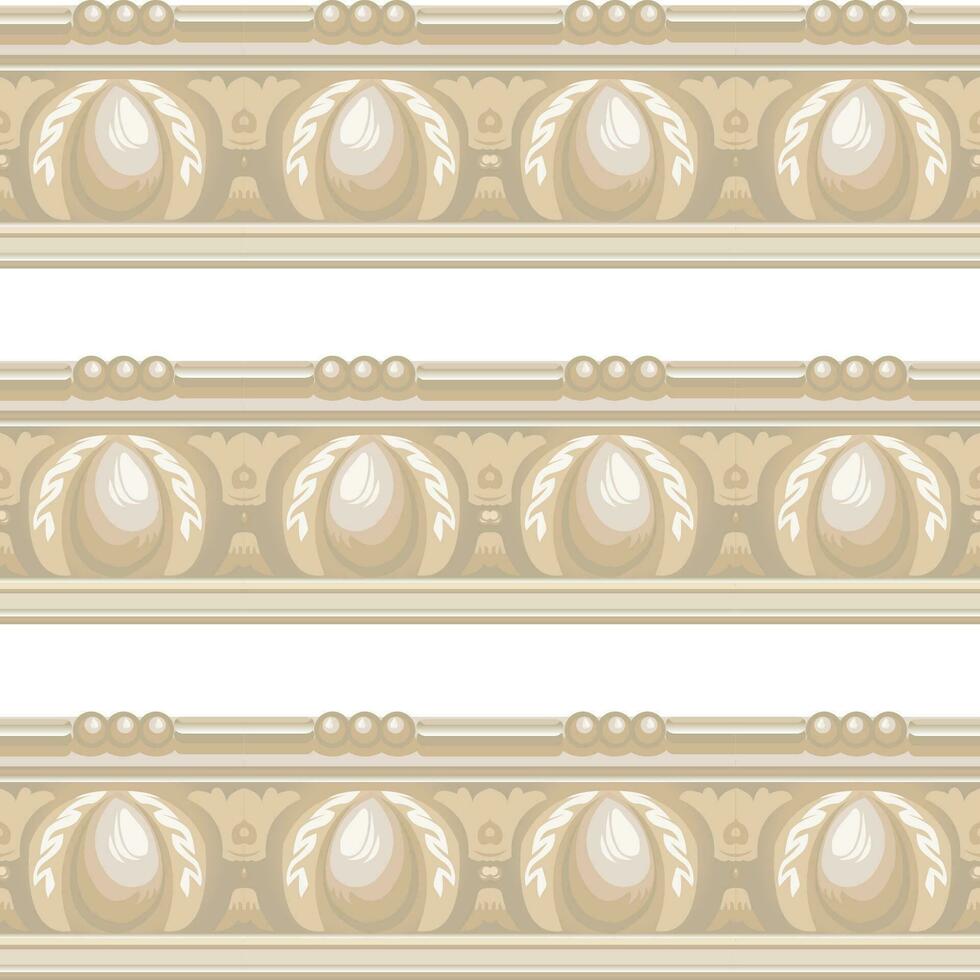 A decorative white and beige border with an intricate design vector