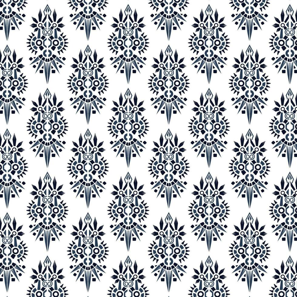 A blue and white floral geometric pattern on a white background vector