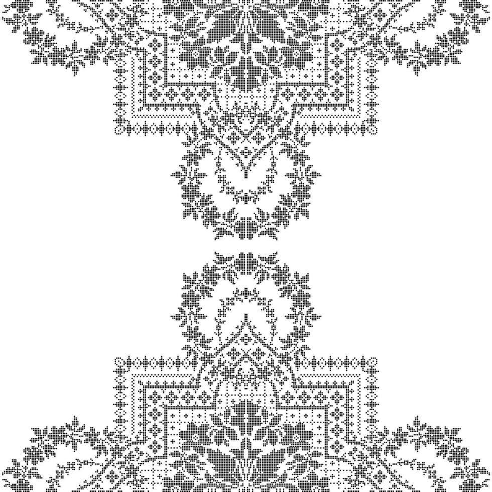 A black and white lace border pattern on a white background vector