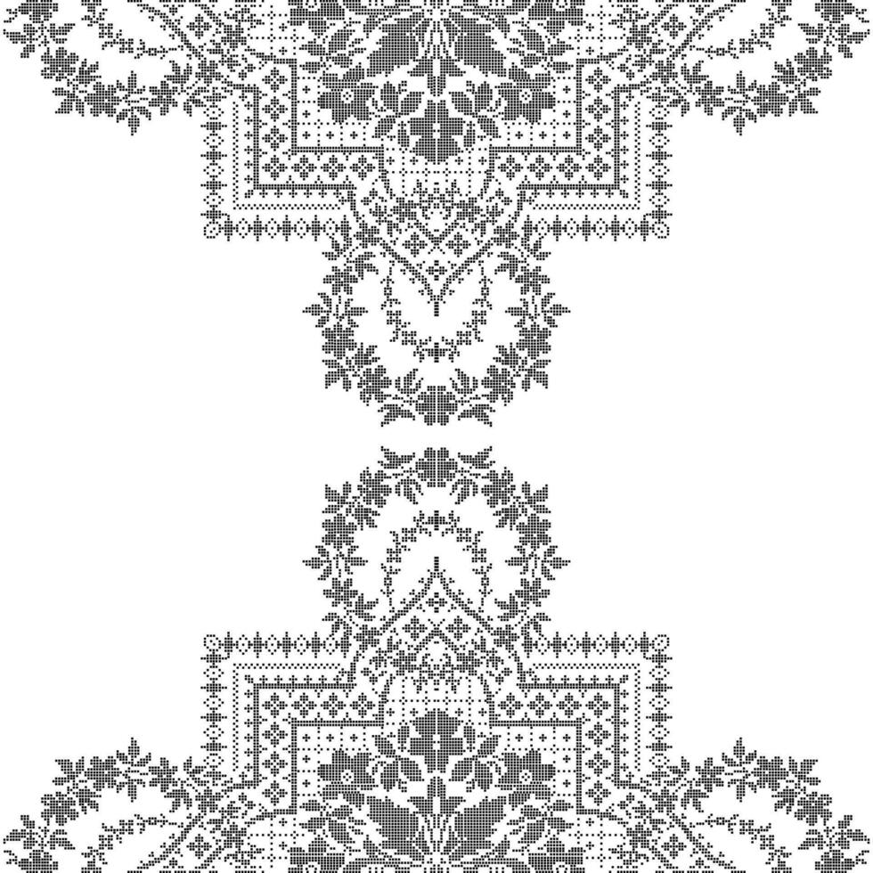 A black and white lace border pattern on a white background vector