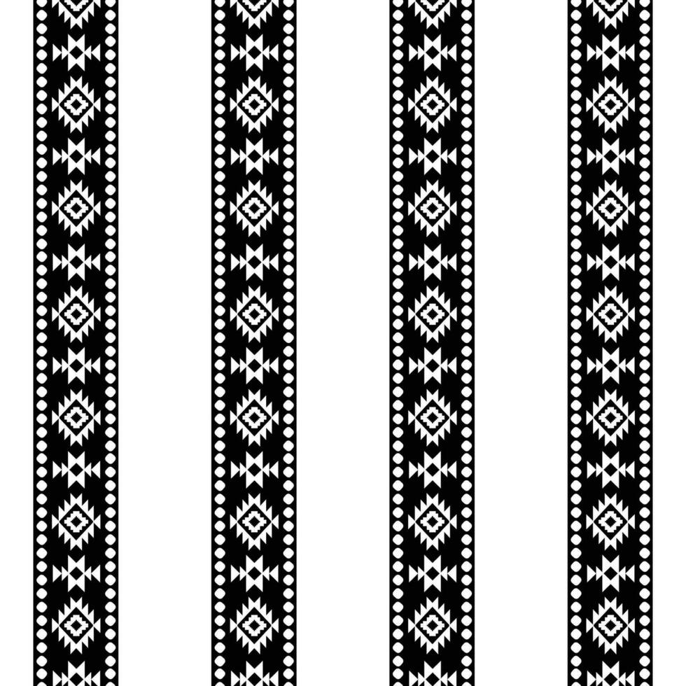 A black and white ikat effect striped pattern border vector