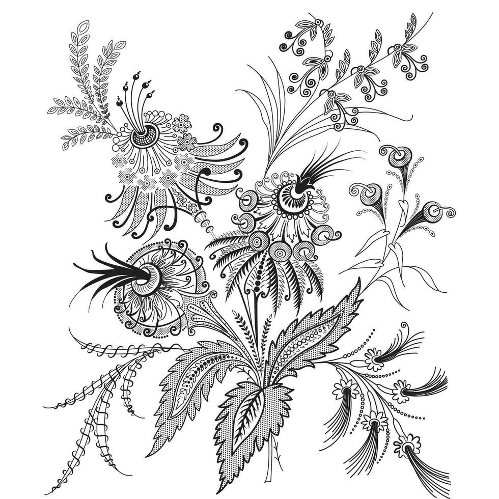 Black and white floral artwork on a minimalist white background vector