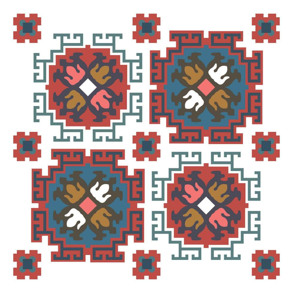 A cross stitch pattern with a red, white, and blue design vector