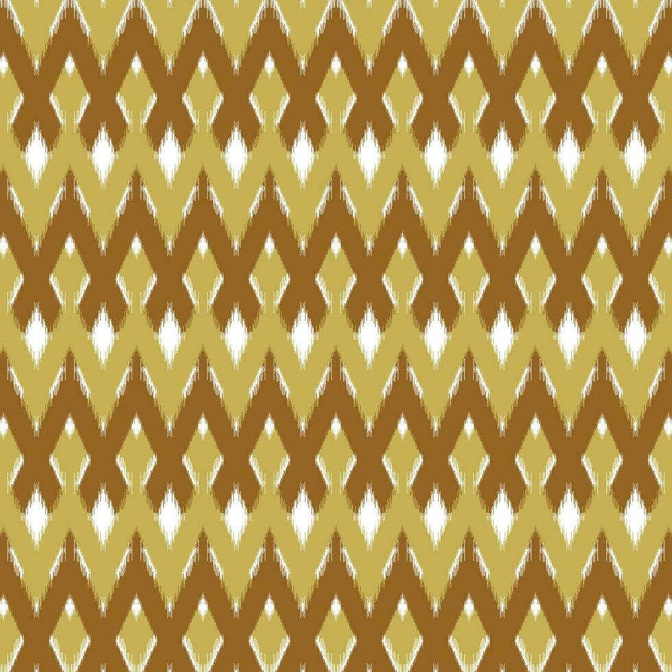 A brown and white geometric ikat pattern vector