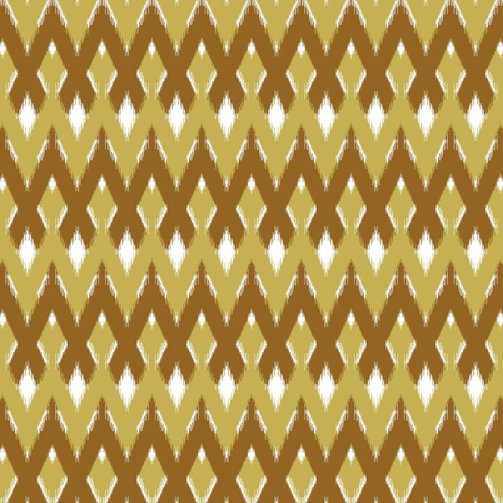 A brown and white geometric ikat pattern vector