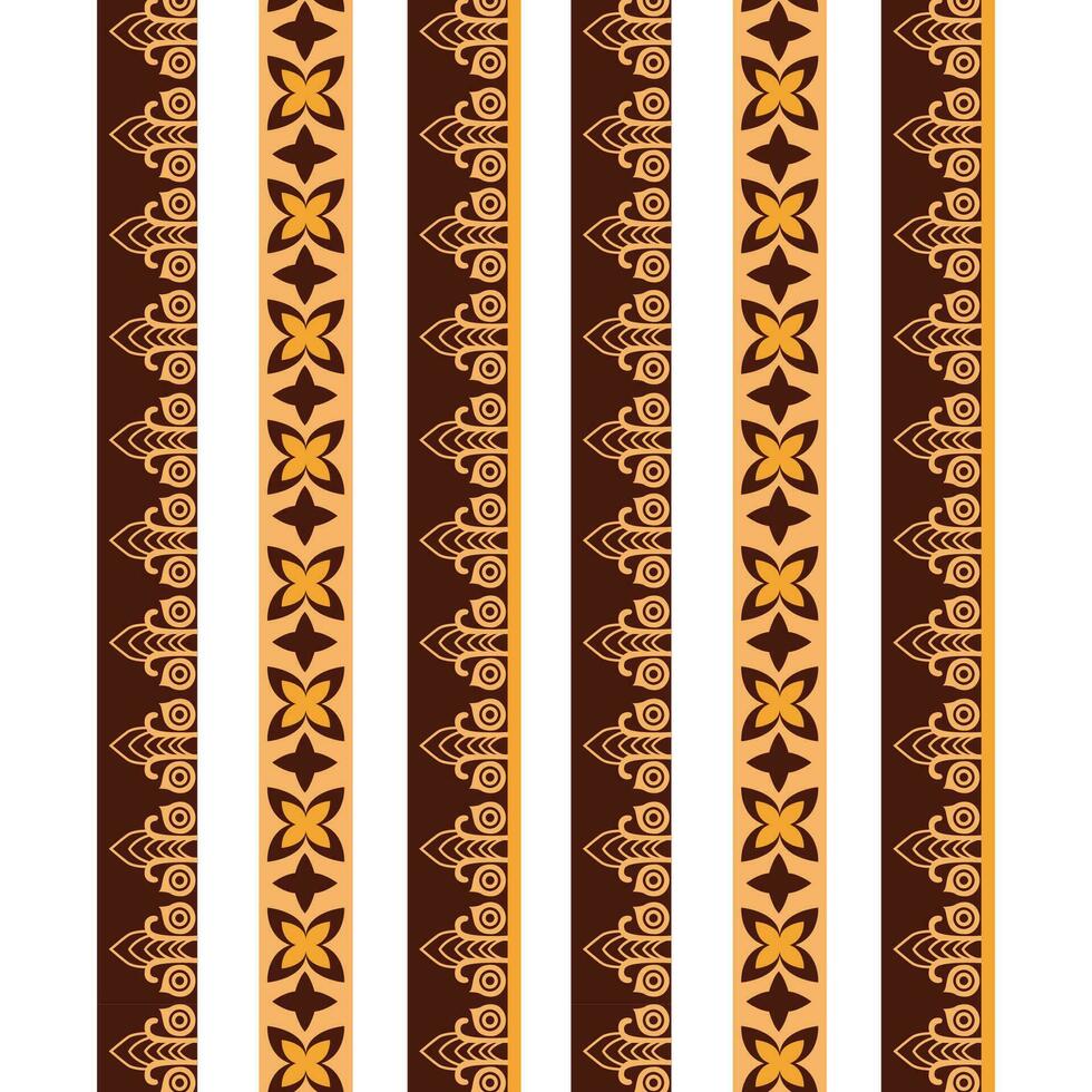 A brown and white striped border patterns with gold designs vector