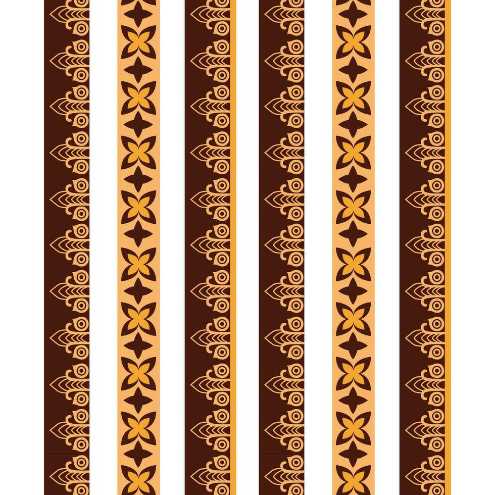 A brown and white striped border patterns with gold designs vector