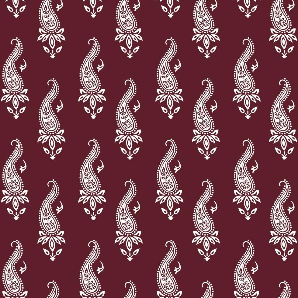 A vibrant paisley pattern on a rich maroon background vector