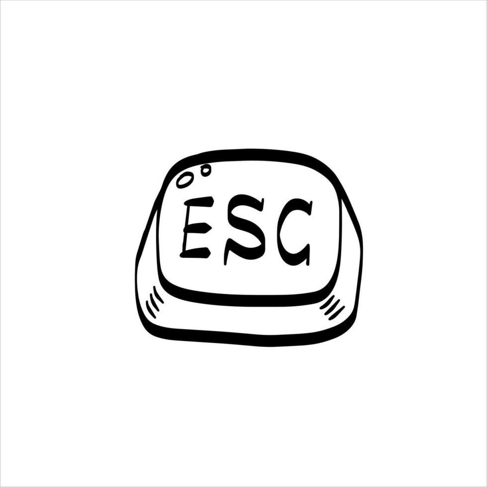 Esc Button Icon. Hand drawn Control key. Simple keyboard button for cancel, exit. Black and white illustration vector