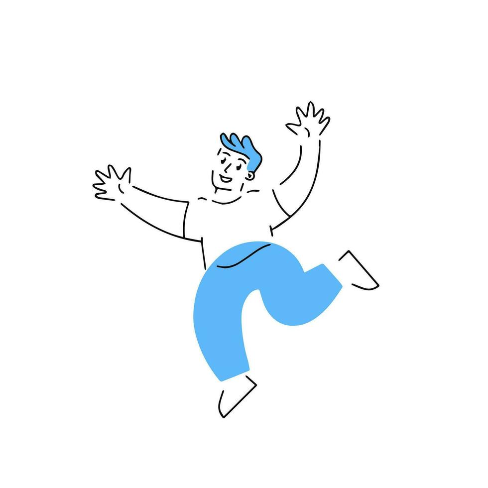 Man in blue color. Nice geometric abstract character. Outline modern trendy cartoon illustration vector